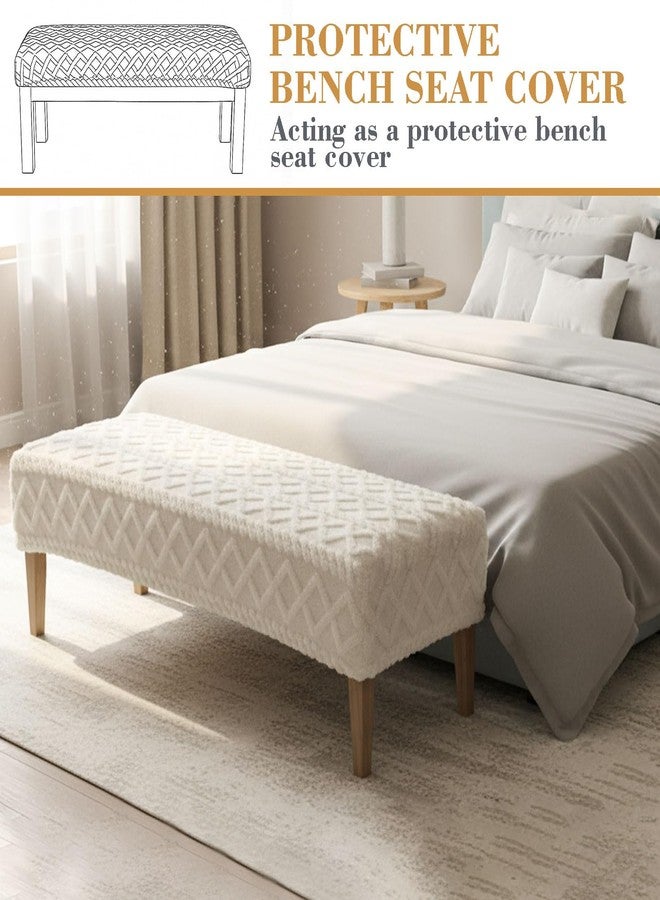 Gilprop Stretch Jacquard Beige Dining Bench Cover, Dustproof Removable Jacquard Bench Seat Protector Slipcover, Rectangle Soft Elastic Cover for Dining Room Living Room Bedroom Kitchen Hotel - Image 4